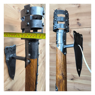 RESERVED Hand Forged Viking Wall Sconce Torch: Medieval Style Lantern Silver