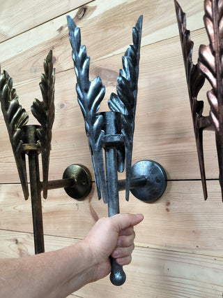 Handmade Wrought Iron Wall Sconce: Rustic Metal Light Fixture, available in 4 finishes