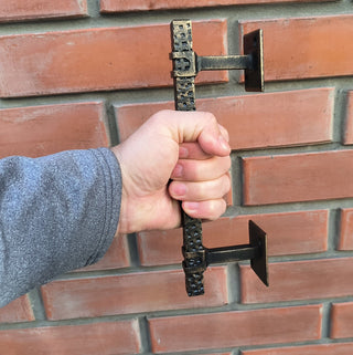 Hand Forged Wrought Iron Door Handle: Rustic Barn Door Decor