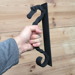 Horse door handle, metal handle, hand forged handle, barn door handle, door decor, wrought hardware, metal forged handle