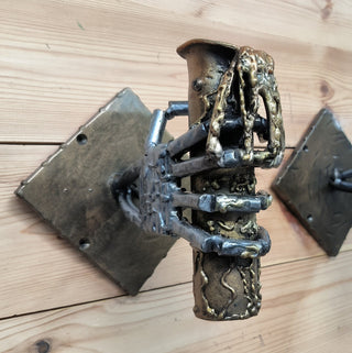 Gothic Skeleton Arm Sconce Pair: Handmade Iron Wall Light Fixtures