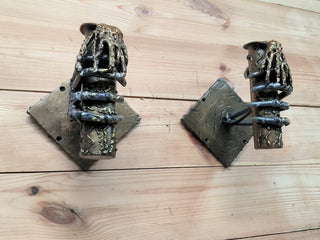 Gothic Skeleton Arm Sconce Pair: Handmade Iron Wall Light Fixtures