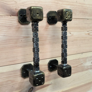 A pair of door handles Cube, Dice, Door handle, Metal handle, Barn door handle, Door decor