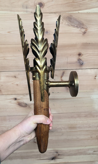 Handmade Wrought Iron Wall Sconce: Bronze Torch Light Fixture