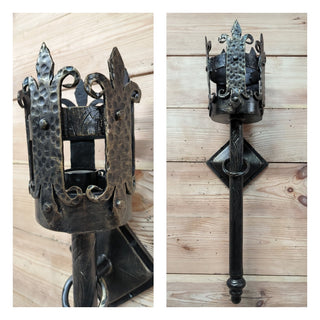 Hand Forged Metal Viking Torch Wall Sconce - Bronze Interior Light