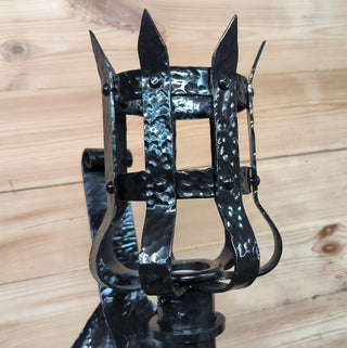 Metal wrought iron sconce, Torch wall lamp, Medieval style light fixture