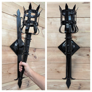 Metal wrought iron sconce, Torch wall lamp, Medieval style light fixture