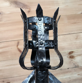 Wrought Iron Torch Sconce: Medieval Black Wall Lamp