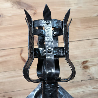 Metal wrought iron sconce, Large black wall lamp, Torch wall lamp, Medieval style light fixture