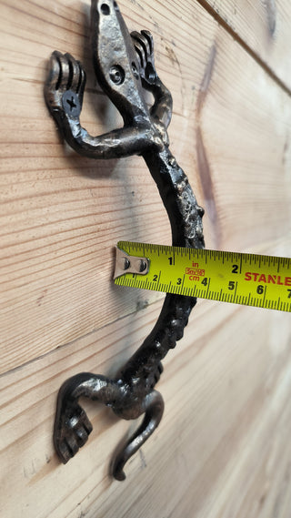 Hand Forged Steel Lizard Door Handles - Set of 2