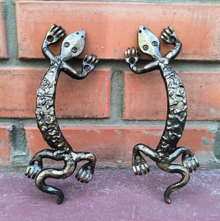 Hand Forged Steel Lizard Door Handles - Set of 2