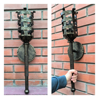 Handmade Metal Torch Wall Sconce: Decorative Accent Light