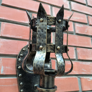 Wrought Iron Torch Wall Sconce: Medieval Style Light