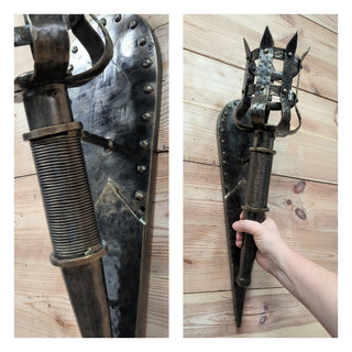 Wrought Iron Torch Wall Sconce: Medieval Style Light