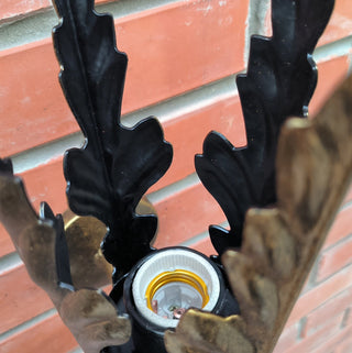 Handmade Wrought Iron Wall Sconce: Bronze Torch Light Fixture