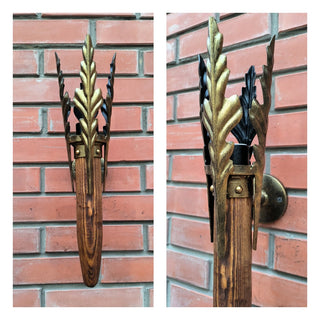 Handmade Wrought Iron Wall Sconce: Bronze Torch Light Fixture