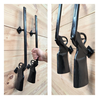 A pair of door handles, Shotgun, Rifle, Gun, The hunter's door handles, Barn door handle, Front door handle, Metal handle, Door decor