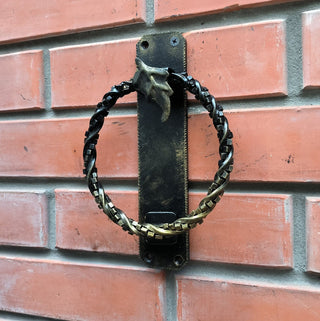 Hand Forged Wrought Iron Door Knocker Ring: Barn Door Handle