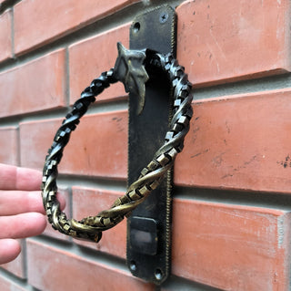 Hand Forged Wrought Iron Door Knocker Ring: Barn Door Handle