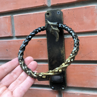 Door knocker, Wrought iron handle Ring, Hand forged handle, Door handle, Metal handle, Barn door handle