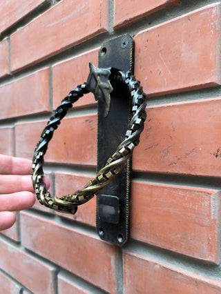 Hand Forged Wrought Iron Door Knocker Ring: Barn Door Handle