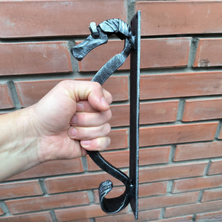 Hand Forged Steel Horse Barn Door Handle: Rustic Stable Decor