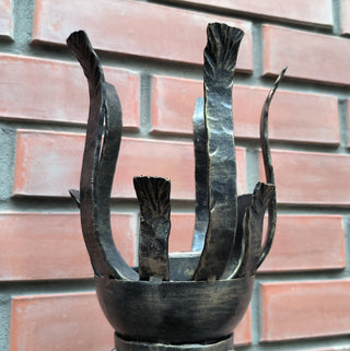 Handmade Forged Steel Wall Sconce: Medieval Torch Light