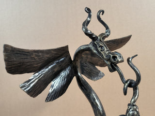 Handmade Metal Dragon Table Lamp: Fantasy Accent Light