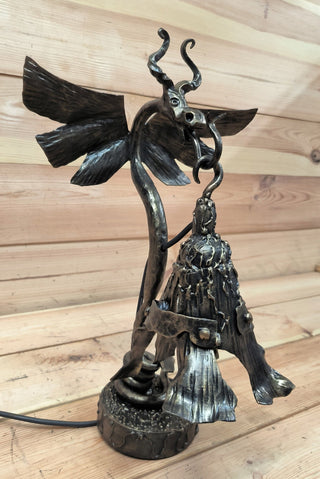 Handmade Metal Dragon Table Lamp: Fantasy Accent Light