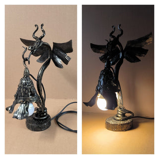 Handmade Metal Dragon Table Lamp: Fantasy Accent Light