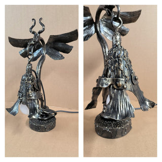 Handmade Metal Dragon Table Lamp: Fantasy Accent Light