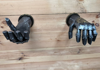 Handmade Knight Hands Axe Holder: Iron Wall Decor