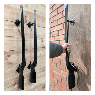 A pair of door handles, Shotgun, Rifle, Gun,The hunter's door handles, Barn door handle,Front door handle, Metal handle, Door decor