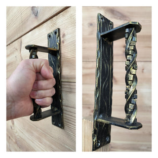Hand Forged Wrought Iron Door Handle: Barn Door Decor