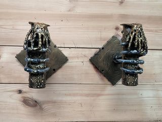 Gothic Skeleton Arm Sconce Pair: Handmade Iron Wall Light Fixtures
