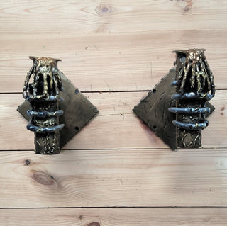 Gothic Skeleton Arm Sconce Pair: Handmade Iron Wall Light Fixtures
