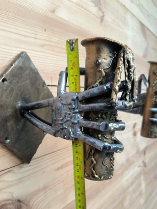 Gothic Skeleton Arm Sconce Pair: Handmade Iron Wall Light Fixtures