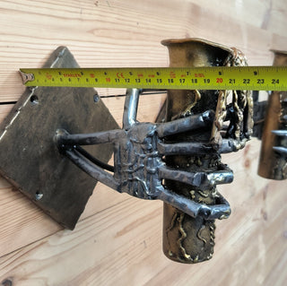 Gothic Skeleton Arm Sconce Pair: Handmade Iron Wall Light Fixtures