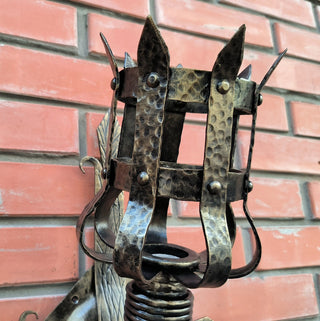 Metal wrought iron sconce, Torch wall lamp, Medieval style light fixture