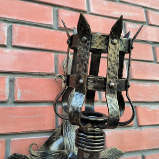 Metal wrought iron sconce, Torch wall lamp, Medieval style light fixture