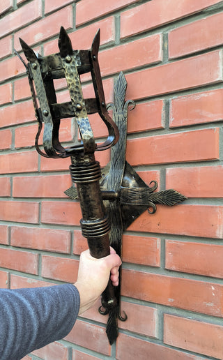 Metal wrought iron sconce, Torch wall lamp, Medieval style light fixture