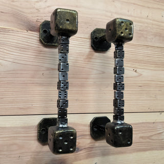 A pair of door handles Cube, Dice, Door handle, Metal handle, Barn door handle, Door decor