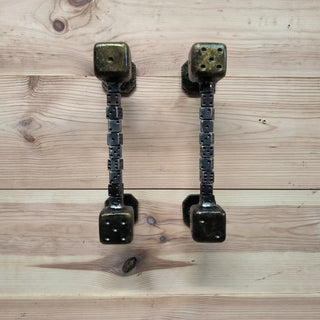 A pair of door handles Cube, Dice, Door handle, Metal handle, Barn door handle, Door decor