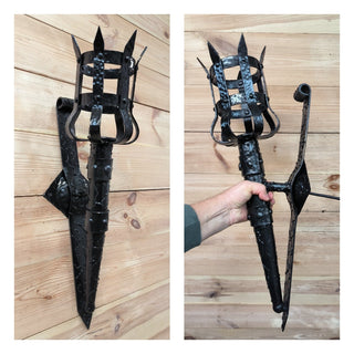 Gothic sconce, Metal wrought iron sconce, Torch wall lamp, Medieval style light fixture