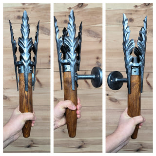 Hand Forged Wrought Iron Wall Sconce: Rustic Medieval Torch Light