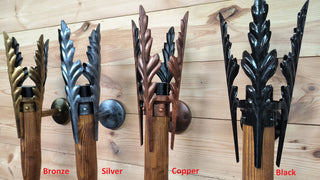 Wall sconces, metal wrought iron and wood wall sconces, light fixtures, torchlight