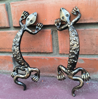 Hand Forged Steel Lizard Door Handles - Set of 2