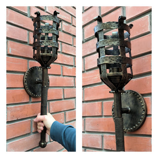 Handmade Metal Torch Wall Sconce: Decorative Accent Light