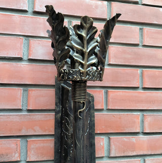 Hand Forged Oak Leaf Metal Wall Sconce - Black Bronze Lighting