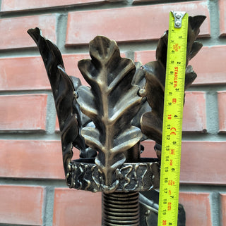 Hand Forged Oak Leaf Metal Wall Sconce - Black Bronze Lighting